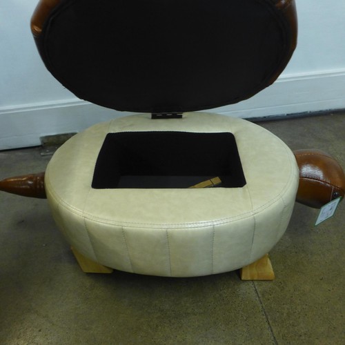 1323 - A leather upholstered ottoman/footstool in the form of a tortoise *This lot is subject to VAT