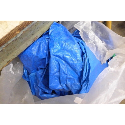 2542 - Very large, ca 30ft x 20ft blue tarpaulin sheet