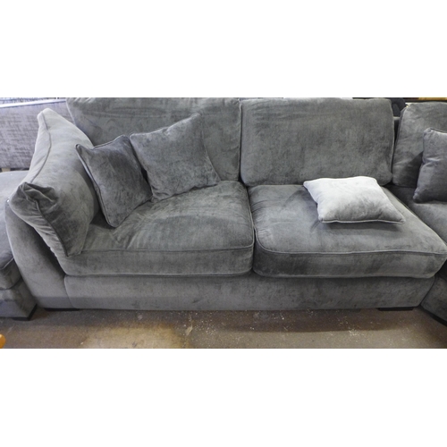 1523 - A Halley charcoal upholstered curved LHF corner sofa with ottoman footstool