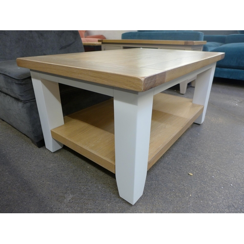 1524 - A white painted and oak rectangular coffee table - MTWCW008V * this lot is subject to VAT