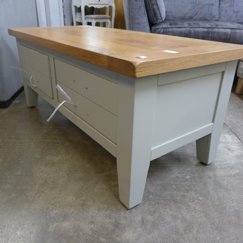 1542 - A grey painted and oak two drawer coffee table - MTANB051V * this lot is subject to VAT