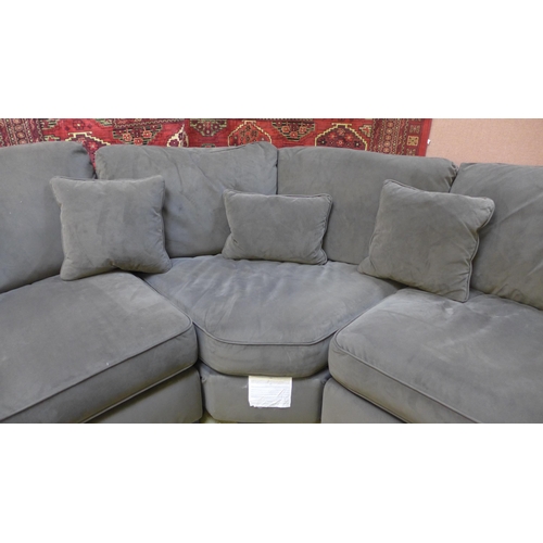 1564 - An Audrey charcoal velvet curved corner sofa