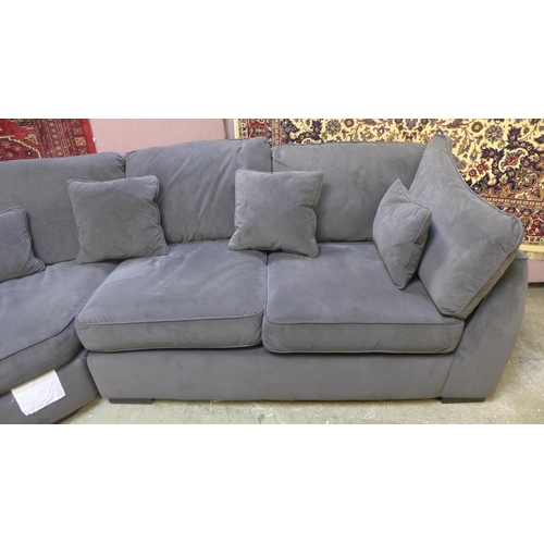 1564 - An Audrey charcoal velvet curved corner sofa