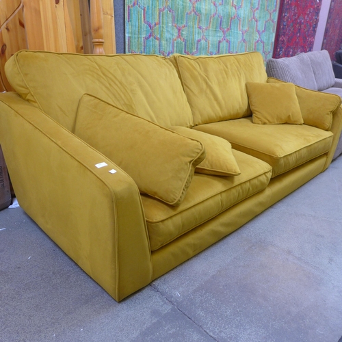 1594 - A Vincent mustard velvet 4 seater sofa - no legs