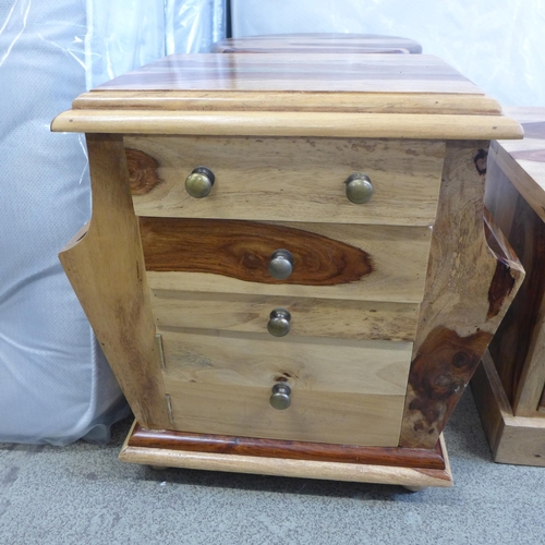 1646 - A hardwood coffee table, four drawer lamp table and a four drawer side table