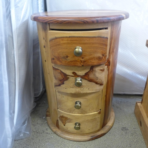 1646 - A hardwood coffee table, four drawer lamp table and a four drawer side table