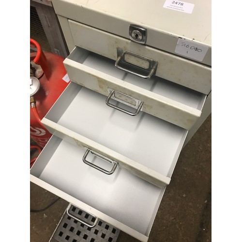 2478 - Bisley 15 Drawer filing cabinet; w28xd40xh84cm