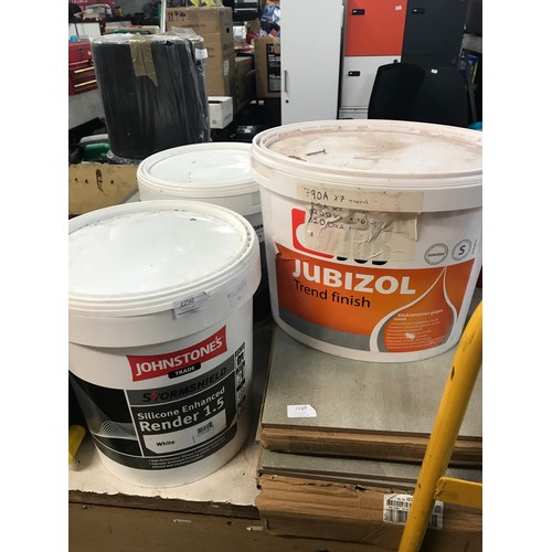 2250 - Two 25kg tubs of Johnstones Trade Stormshield White Silicone Enhanced Render RRP £79.99 per tub Plus... 