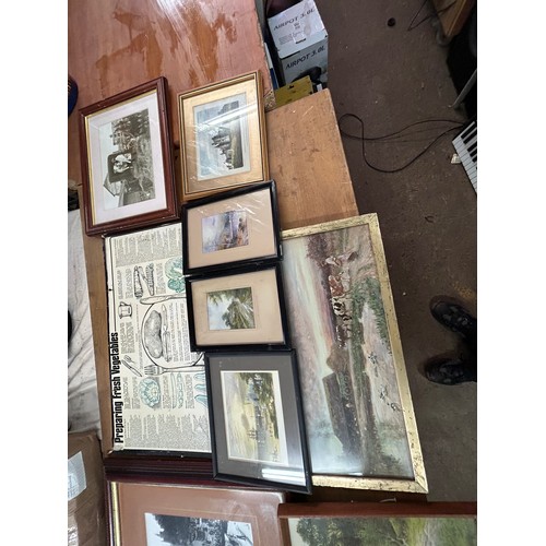 2115 - Approx. 7 framed wall pictures, some old Nottingham monochrome prints