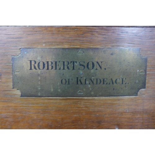 163 - A Victorian Scottish oak and iron bound silver chest, inset with brass plaque inscribed; Robertson o... 