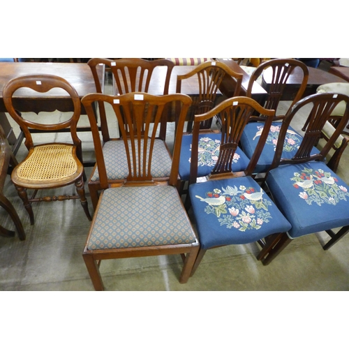 183 - Six assorted George III mahogany dining chairs and one other