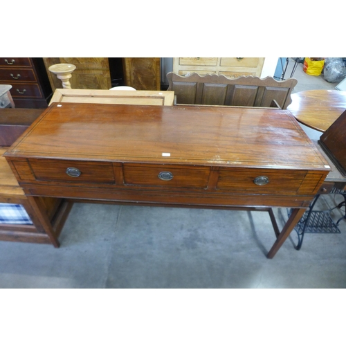 192 - A George IV inlaid mahogany three drawer serving table