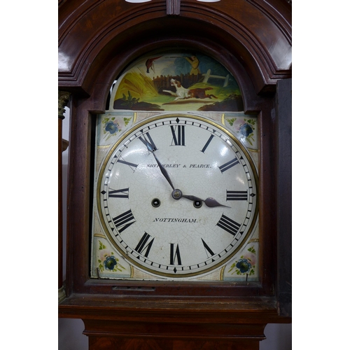 209 - An inlaid mahogany 8-day longcase clock, the painted arched dial signed Shepperley & Pearce, Notting... 