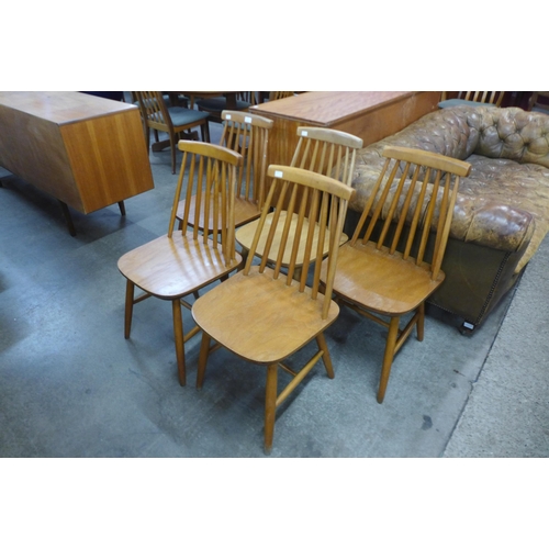 77 - A set of five beech kitchen chairs