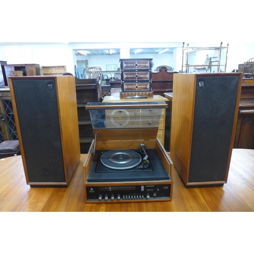 84 - A Dynatron teak stereo and speakers, with Garrard SP 25 MKIII turntable