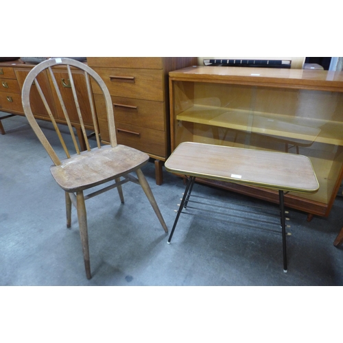 86 - An Ercol Blonde elm and beech Windsor chair and  Formica coffee table