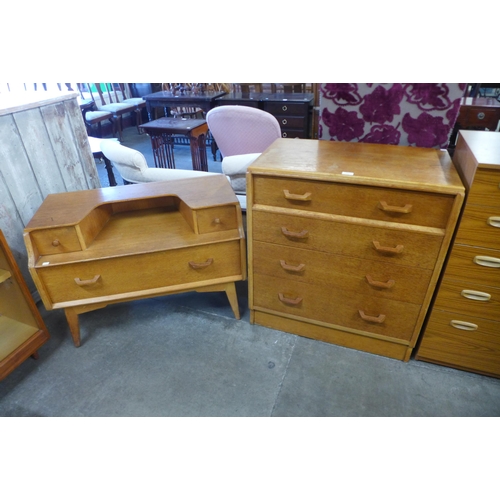 89 - A G-Plan Brandon oak chest of drawers and dressing table