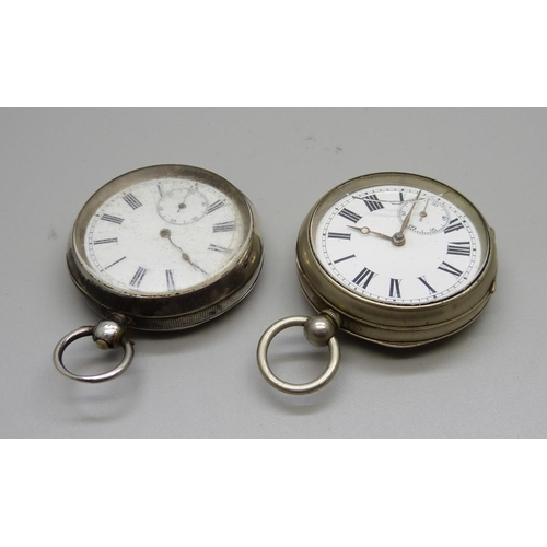 1044 - A silver pocket watch and one other pocket watch