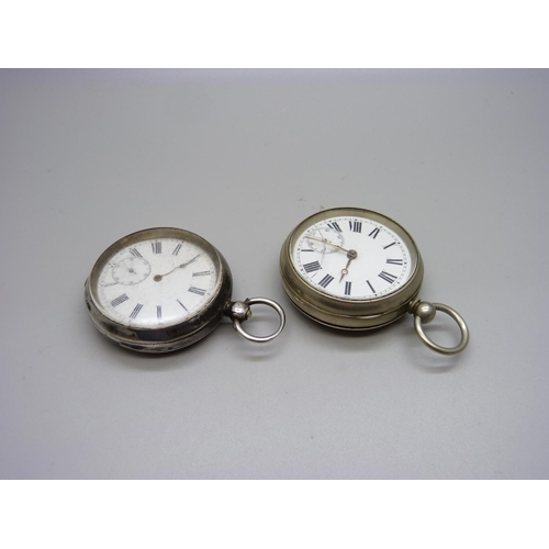 1044 - A silver pocket watch and one other pocket watch