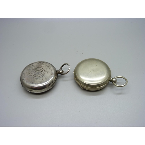 1044 - A silver pocket watch and one other pocket watch