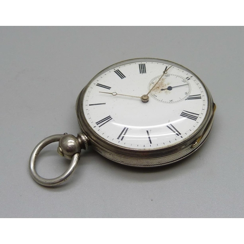 1045 - A fine silver cased pocket watch with key