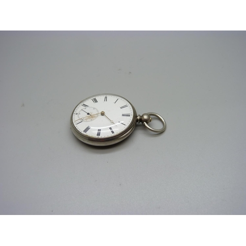 1045 - A fine silver cased pocket watch with key