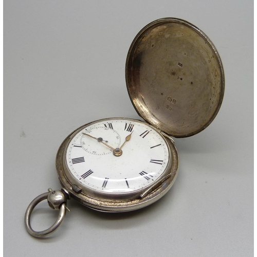 1046 - A silver hunter pocket watch