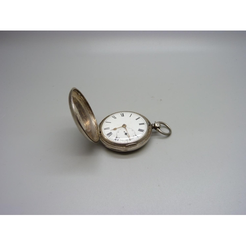 1046 - A silver hunter pocket watch