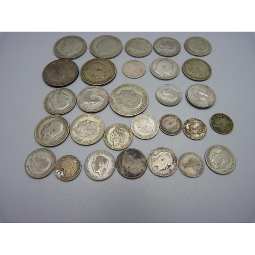 1048 - Silver coins including George V florins, 130g