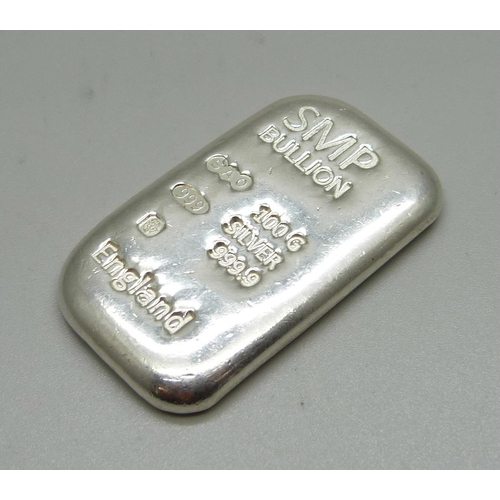 1050 - A fine silver ingot, 100g