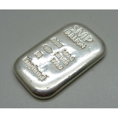 1051 - A fine silver ingot, 100g