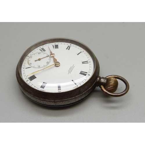 1073 - A pocket watch, Omega cased and dial marked Wm. Kibble, London