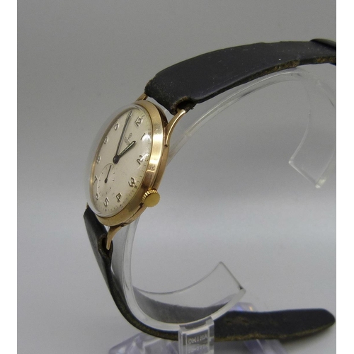 1078 - A 9ct gold Tudor Rolex wristwatch, London Transport related inscription,