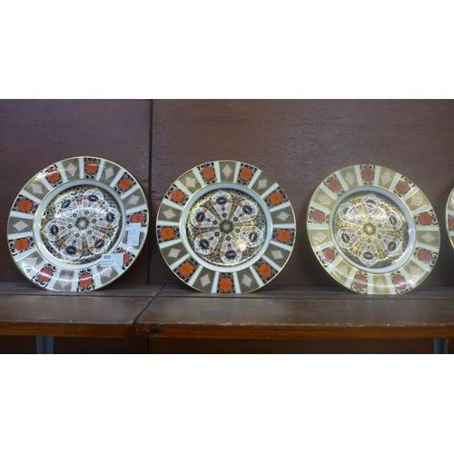 605 - Six Royal Crown Derby 1128 pattern side plates, seconds