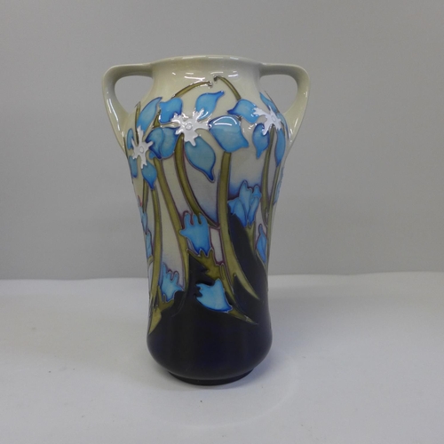 611 - A Moorcroft Gentian vase, 37/100, Kerry Goodwin designer, 2012, 18cm