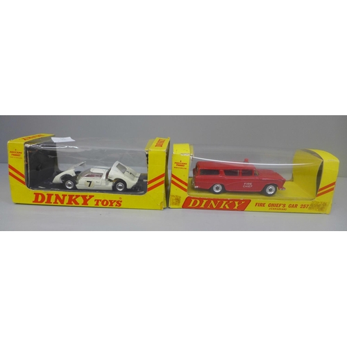 616 - A Dinky Toys 215 Ford GT and a 257 Fire Chief's Car, boxed