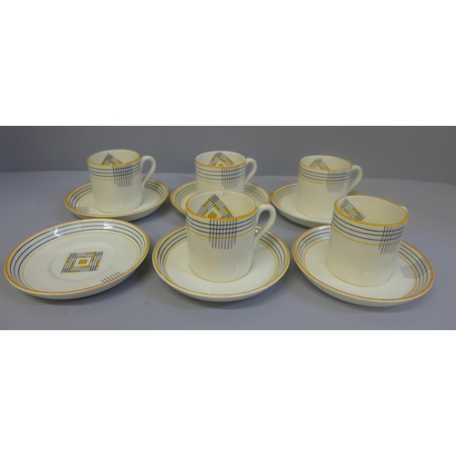 627 - Five Minton Art Deco style coffee cans and saucers