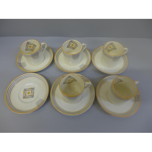 627 - Five Minton Art Deco style coffee cans and saucers