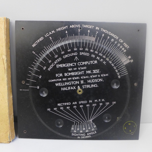 636 - An Emergency Computor for Bombsight Mk.XIV, Wellington III Hudson, Halifax and Sterling