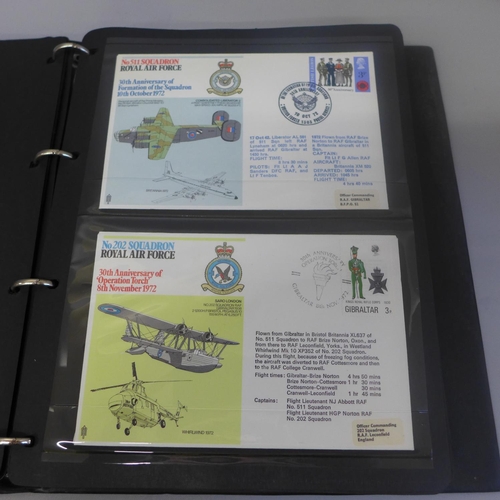 673 - Stamps; an album of RAF flight covers, Squadron series, many signed (43)