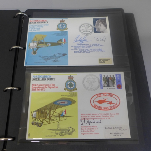 673 - Stamps; an album of RAF flight covers, Squadron series, many signed (43)