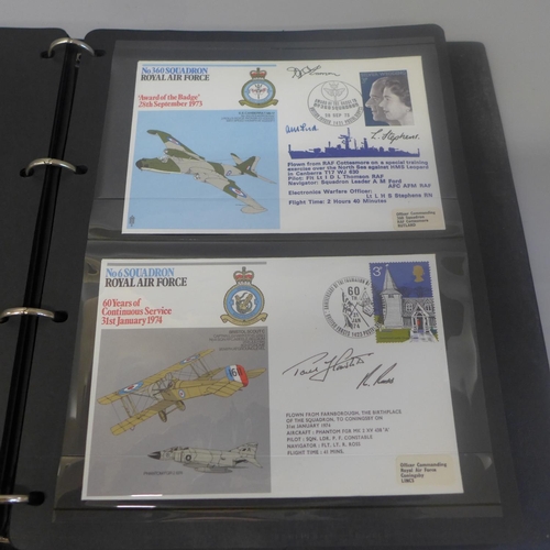 673 - Stamps; an album of RAF flight covers, Squadron series, many signed (43)