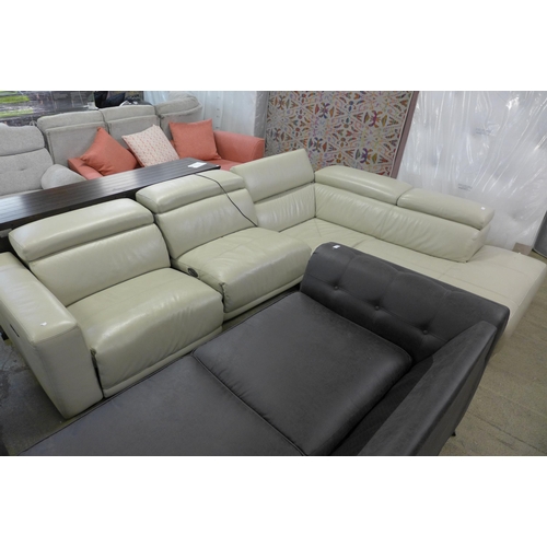 1638 - 3Pc Leather Sectional sofa  With Power Headrests, Original RRP £1583.33 + vat - missing some legs an... 