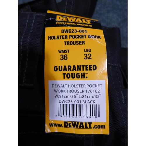 3188 - 5 Pairs of men's DeWalt black work trousers - mixed size * this lot is subject to VAT