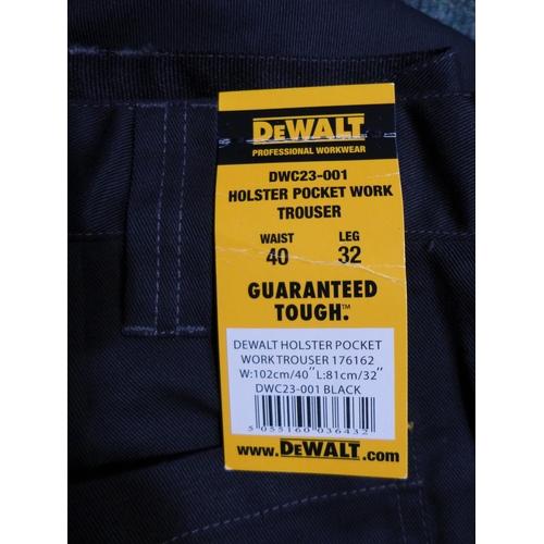 3190 - 5 Pairs of men's DeWalt black work trousers - 40