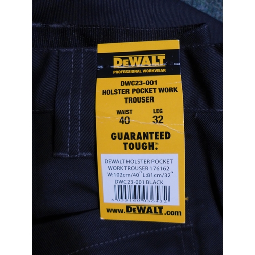 3191 - 5 Pairs of men's DeWalt black work trousers - 40