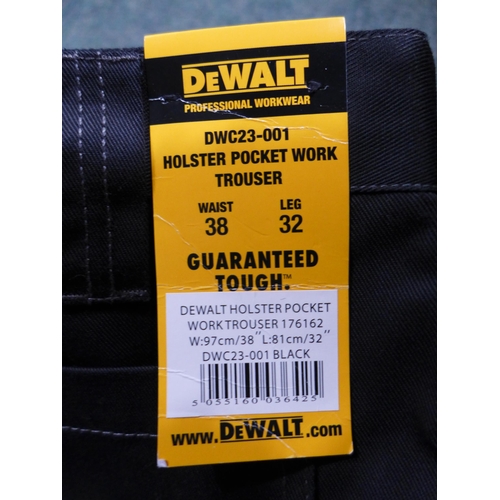 3196 - 5 Pairs of men's DeWalt black work trousers - 38