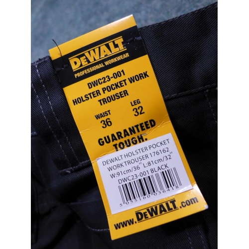 3198 - 5 Pairs of men's DeWalt black work trousers - 36