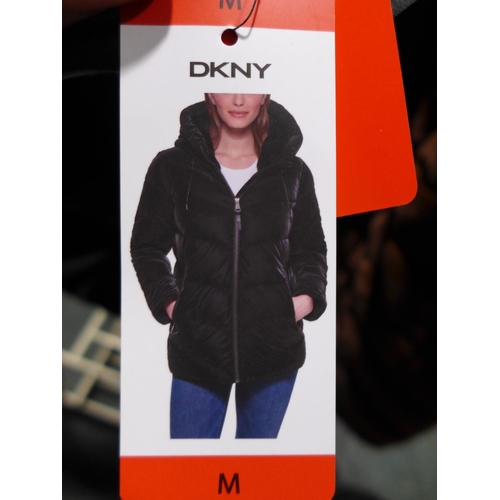 3241 - Ladies DKNY black hooded coat - size M - And Weatherproof Ladies Gillet *This lot is subject to VAT