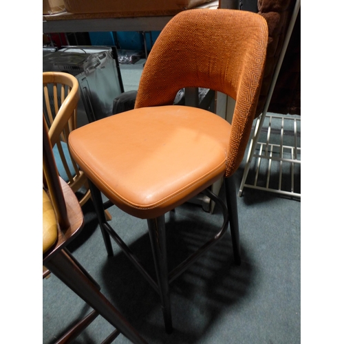 3242 - Two stools, fabric and leather effect - mixed styles (One Damaged/ Split Leg)